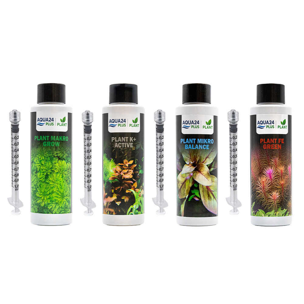 AQUA24 PLUS Zestaw Nawozów Do Akwarium Makro Mikro Potas Żelazo 4x100ml